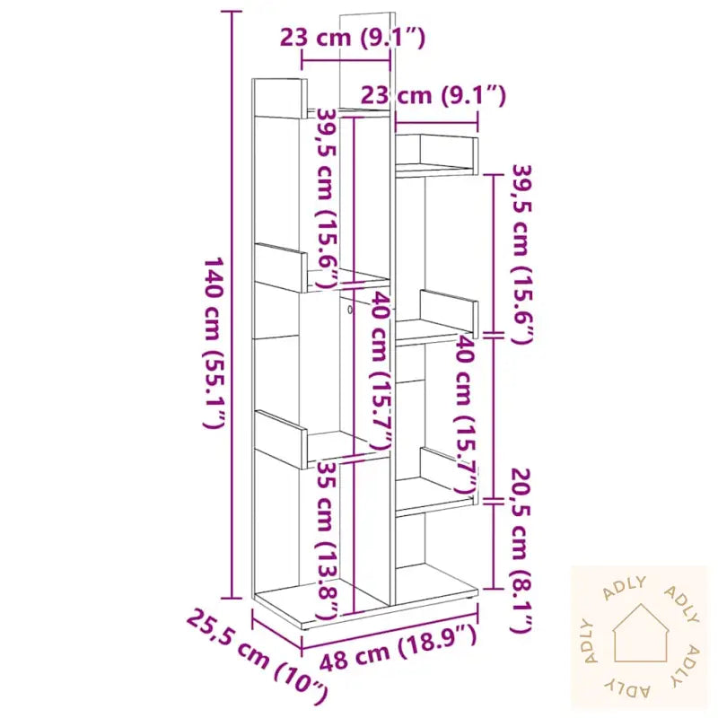 Bokhylle Artisan Eik 48X25,5X140 Cm Konstruert Tre
