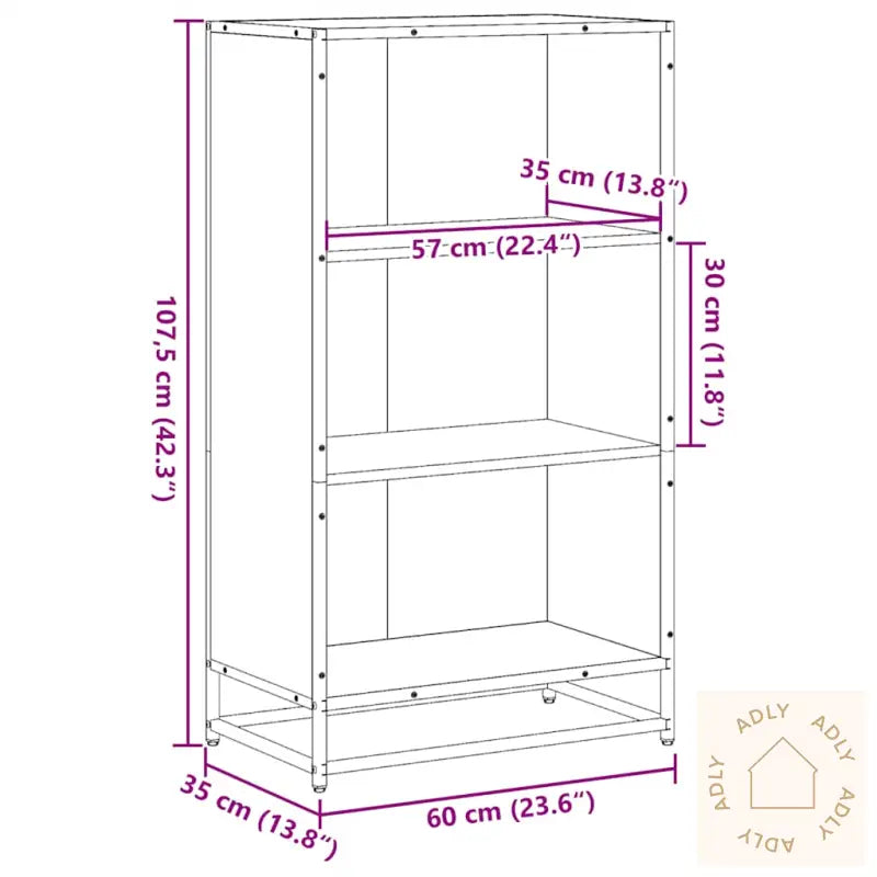 Bokhylle Brun Eik 60X35X107,5 Cm Konstruert Tre