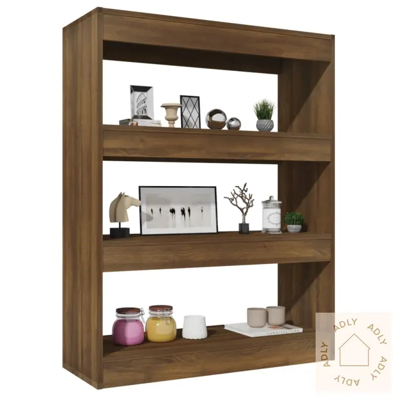 Bokhylle/Romdeler Brun Eik 80X30X103 Cm Konstruert Tre