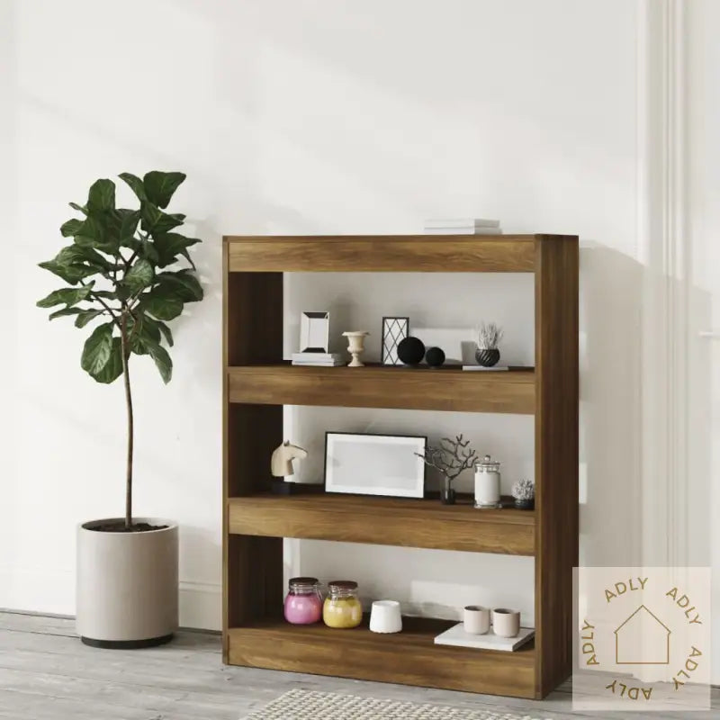 Bokhylle/Romdeler Brun Eik 80X30X103 Cm Konstruert Tre