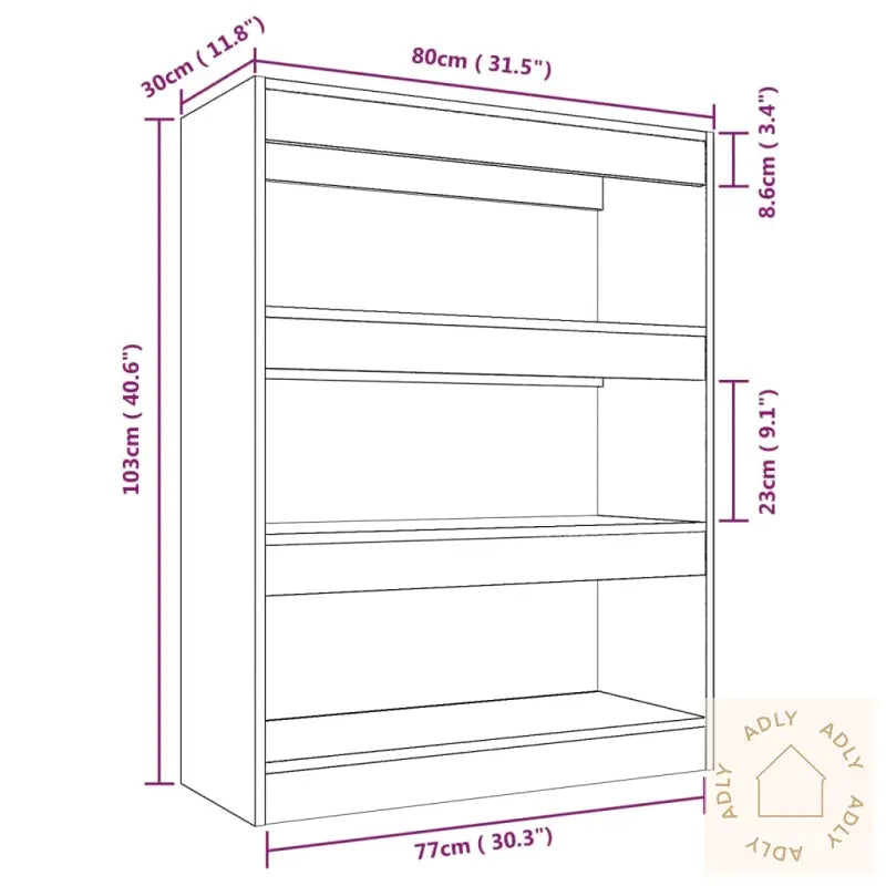 Bokhylle/Romdeler Brun Eik 80X30X103 Cm Konstruert Tre