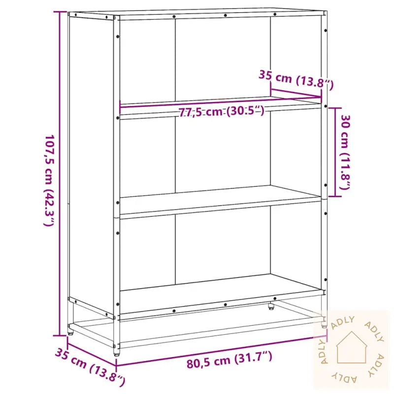 Bokhylle Brun Eik 80,5X35X107,5 Cm Konstruert Tre