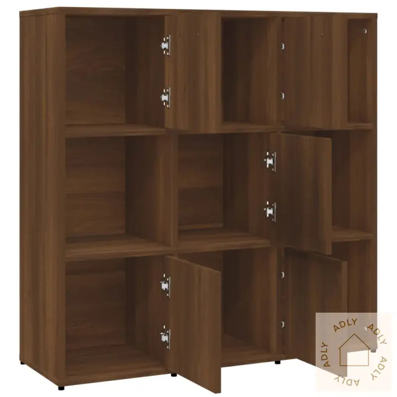 Bokhylle Brun Eik 90X30X90 Cm Konstruert Tre