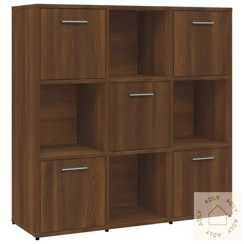 Bokhylle Brun Eik 90X30X90 Cm Konstruert Tre