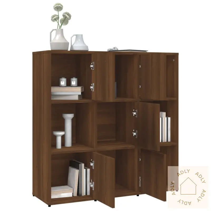 Bokhylle Brun Eik 90X30X90 Cm Konstruert Tre