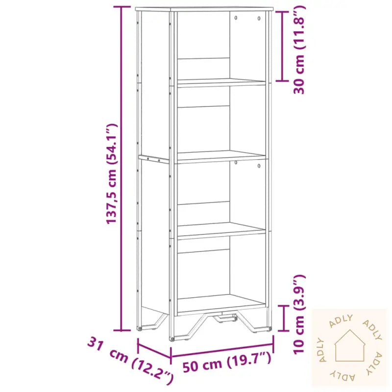 Bokhylle Brun Eik 50X31X137,5 Cm Konstruert Tre
