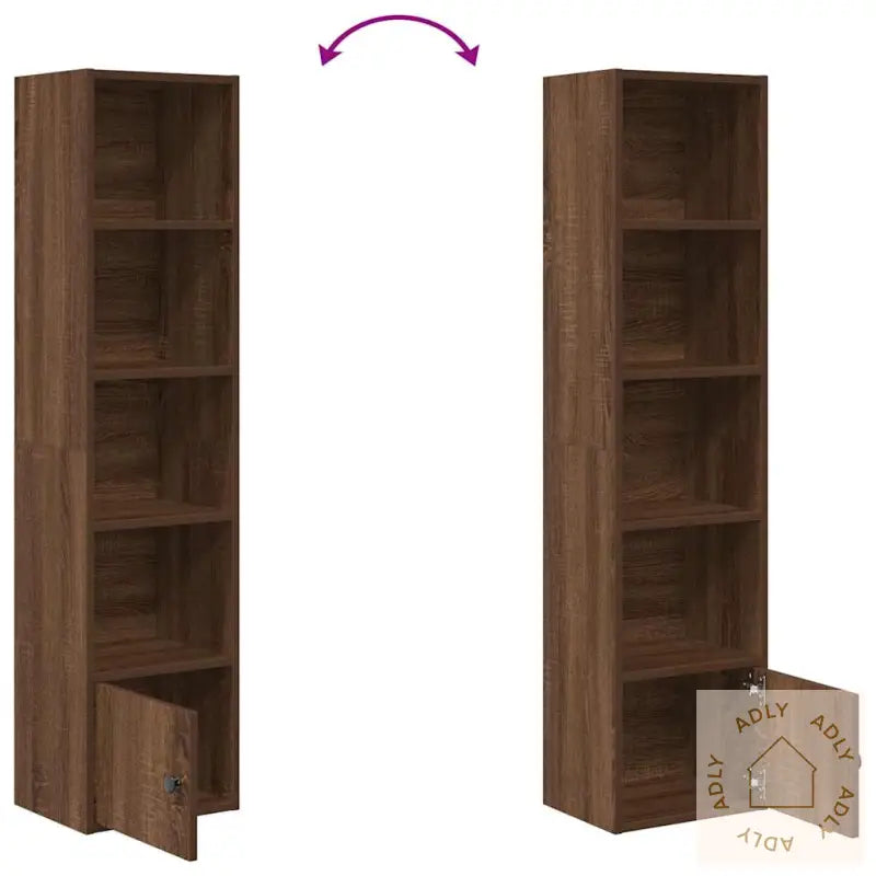 Bokhylle Brun Eik 31X24X127 Cm Konstruert Tre