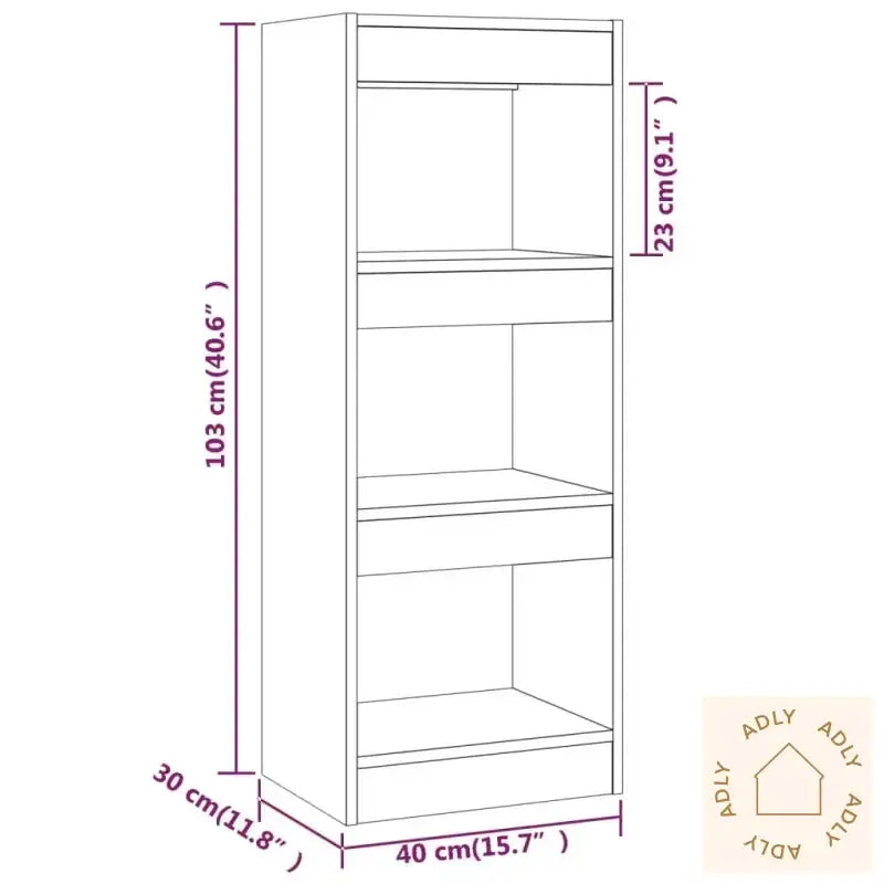 Bokhylle/Romdeler Brun Eik 40X30X103 Cm Konstruert Tre