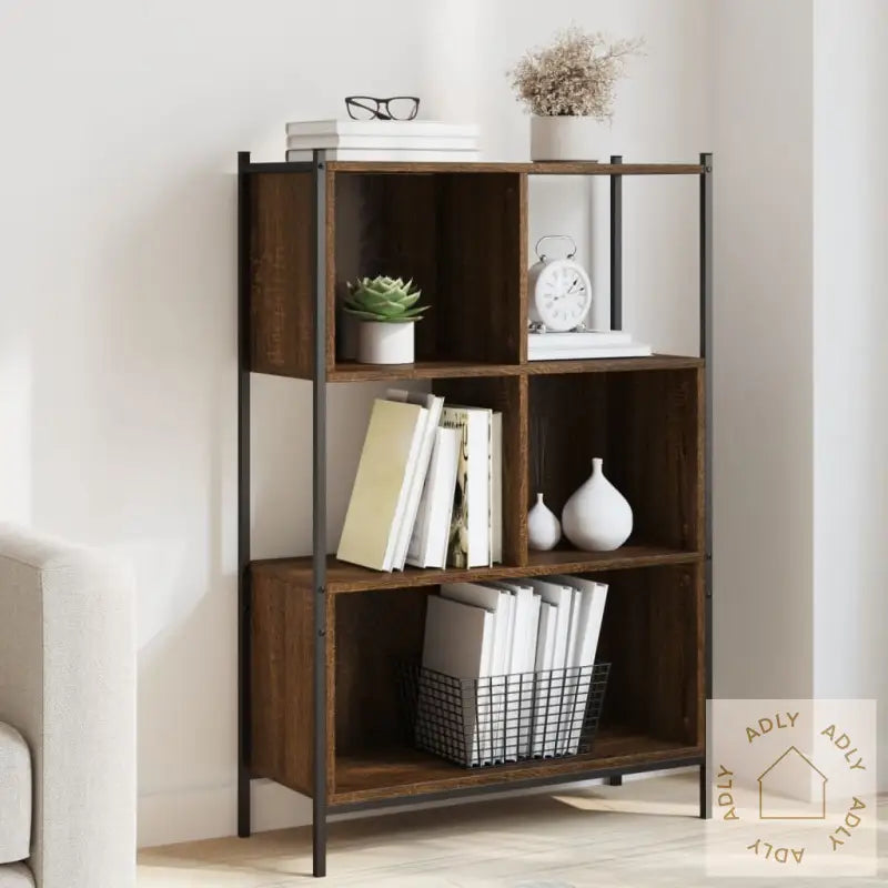 Bokhylle Brun Eik 72X28X109 Cm Konstruert Tre