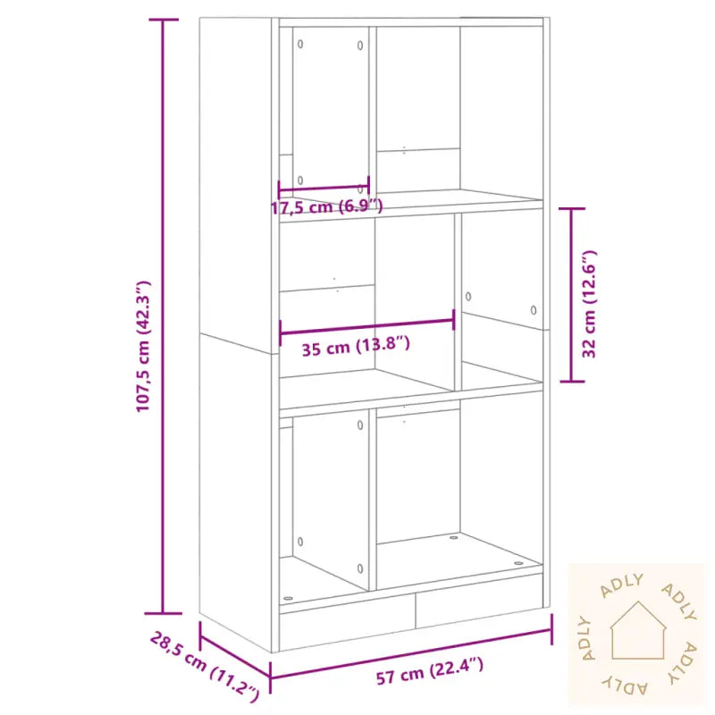 Bokhylle Brun Eik 57X28,5X107,5 Cm Konstruert Tre