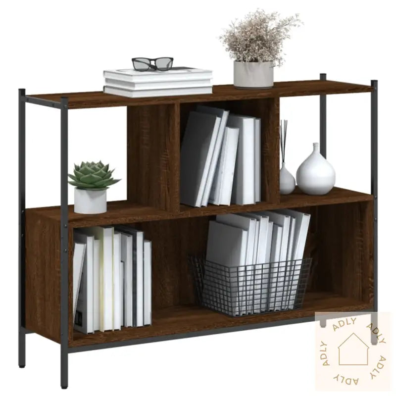 Bokhylle Brun Eik 102X28X77,5 Cm Konstruert Tre