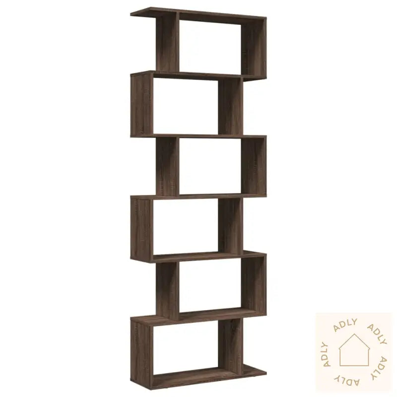 Romdeler Bokhylle 6 Lag Brun Eik 70X24X193 Cm Konstruert Tre