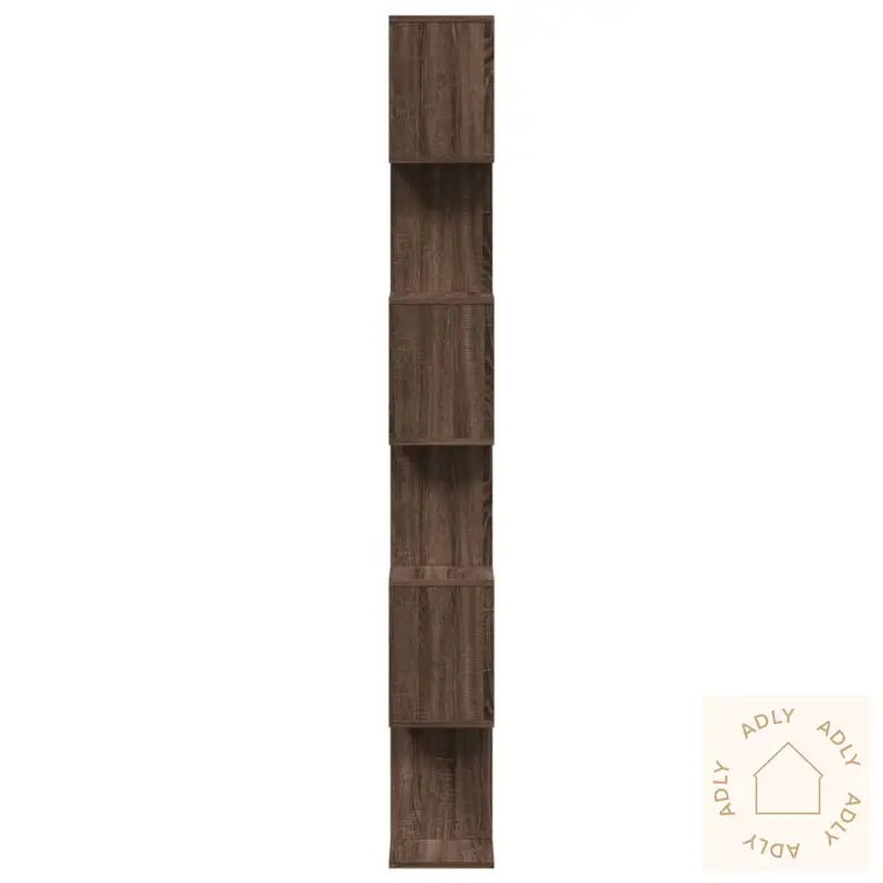 Romdeler Bokhylle 6 Lag Brun Eik 70X24X193 Cm Konstruert Tre
