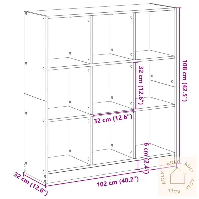 Bokhylle Brun Eik 102X32X108 Cm Konstruert Tre