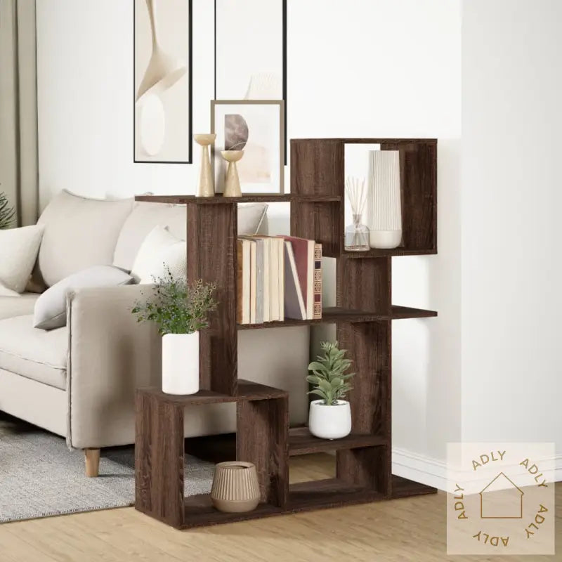 Romdeler Bokhylle Brun Eik 92X29X112 Cm Konstruert Tre