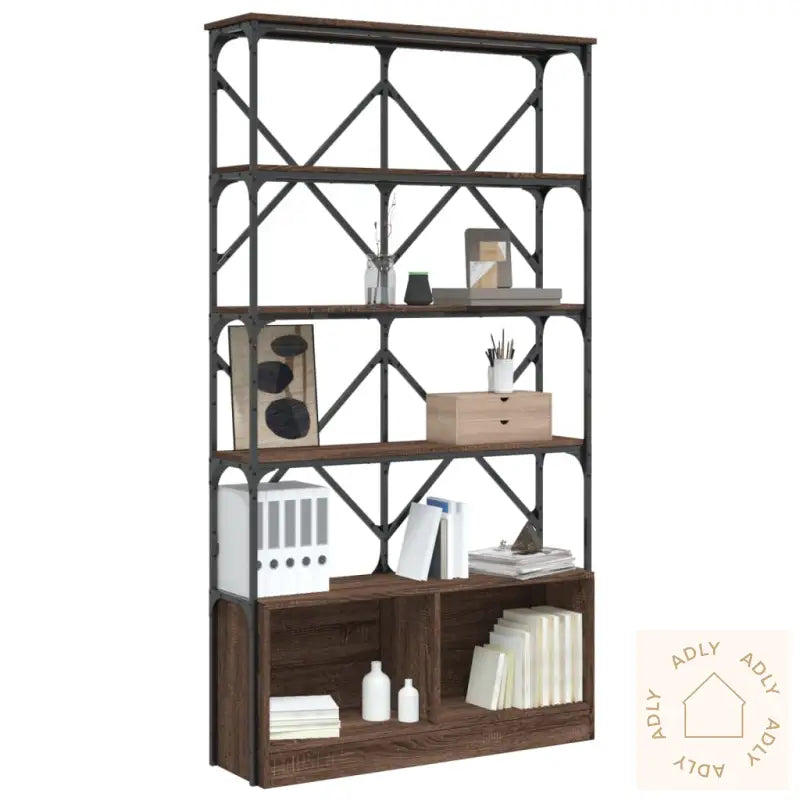 Bokhylle Brun Eik 100X26X180 Cm Konstruert Tre