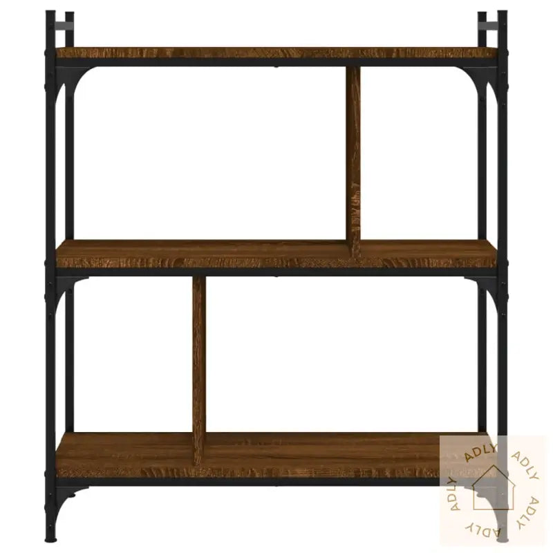 Bokhylle 3 Etasjer Brun Eik 76X32X88 Cm Konstruert Tre
