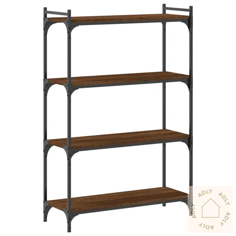 Bokhylle 4 Etasjer Brun Eik 80X30X120 Cm Konstruert Tre