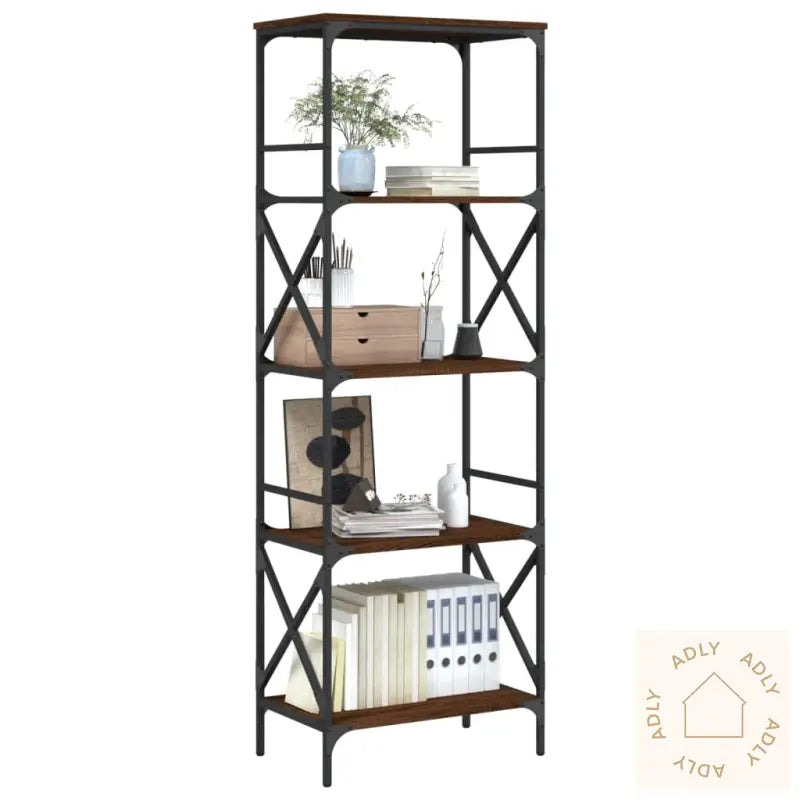 Bokhylle 5 Etasjer Brun Eik 59X35X171 Cm Konstruert Tre