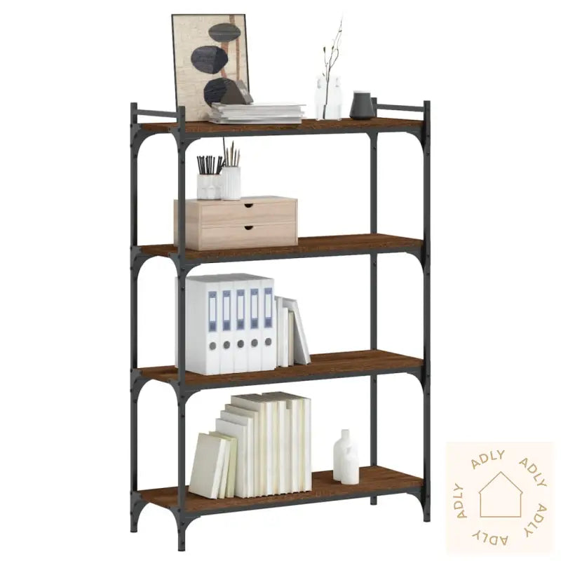 Bokhylle 4 Etasjer Brun Eik 80X30X120 Cm Konstruert Tre
