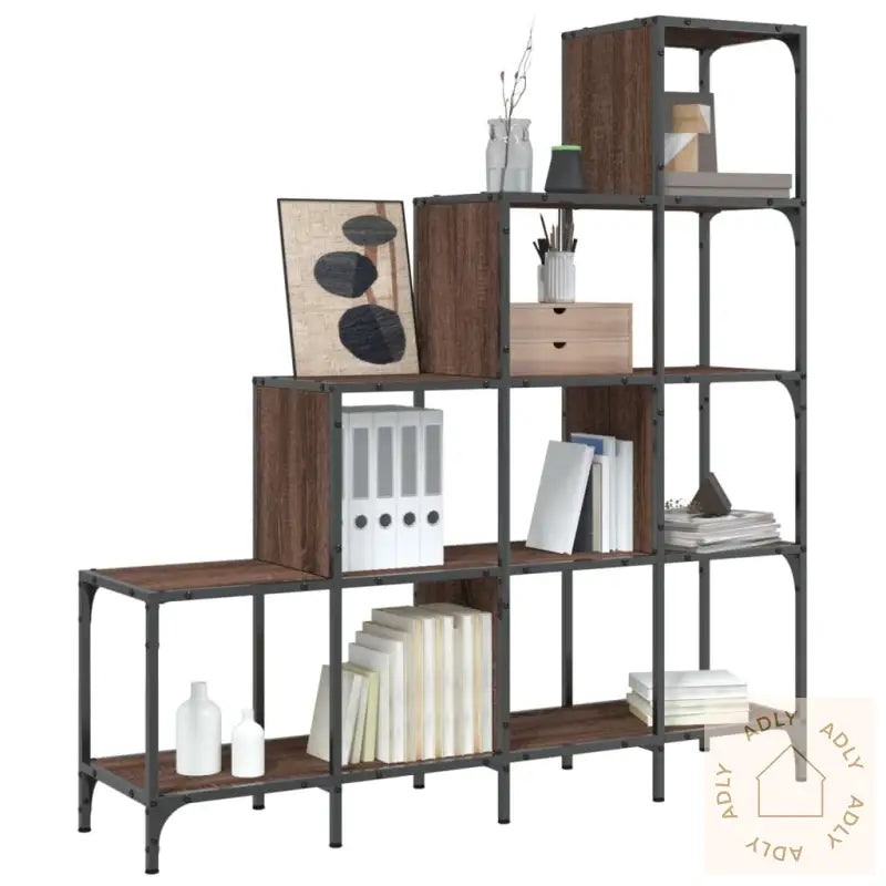 Bokhylle Brun Eik 122X30X132 Cm Konstruert Tre