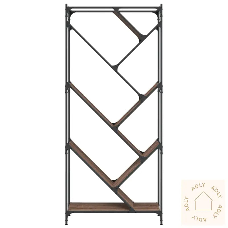 Bokhylle Brun Eik 79X30X180 Cm Konstruert Tre Og Metall