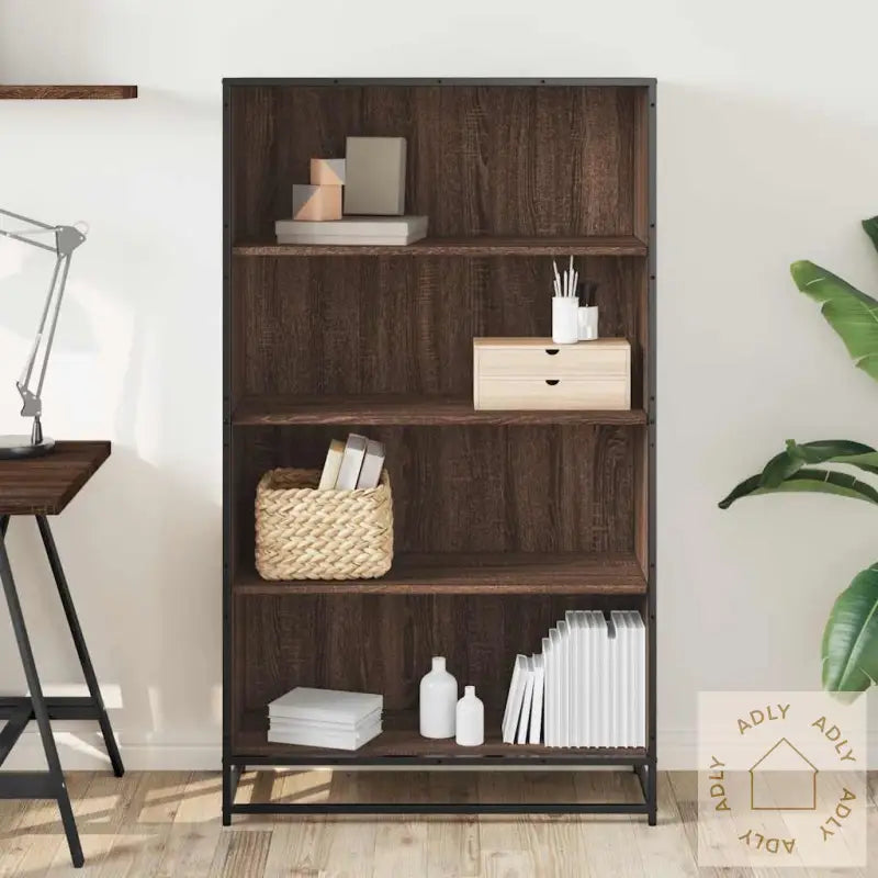 Bokhylle Brun Eik 80,5X35X139 Cm Konstruert Tre