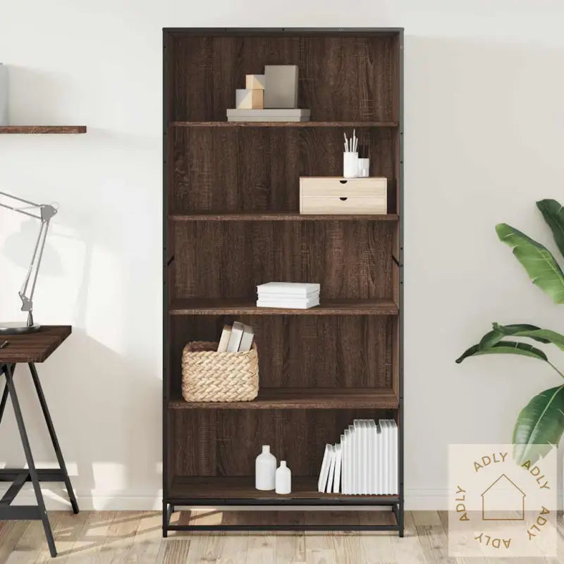 Bokhylle Brun Eik 80,5X35X170,5 Cm Konstruert Tre
