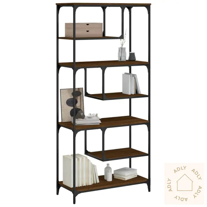 Bokhylle Brun Eik 81X36X176 Cm Konstruert Tre