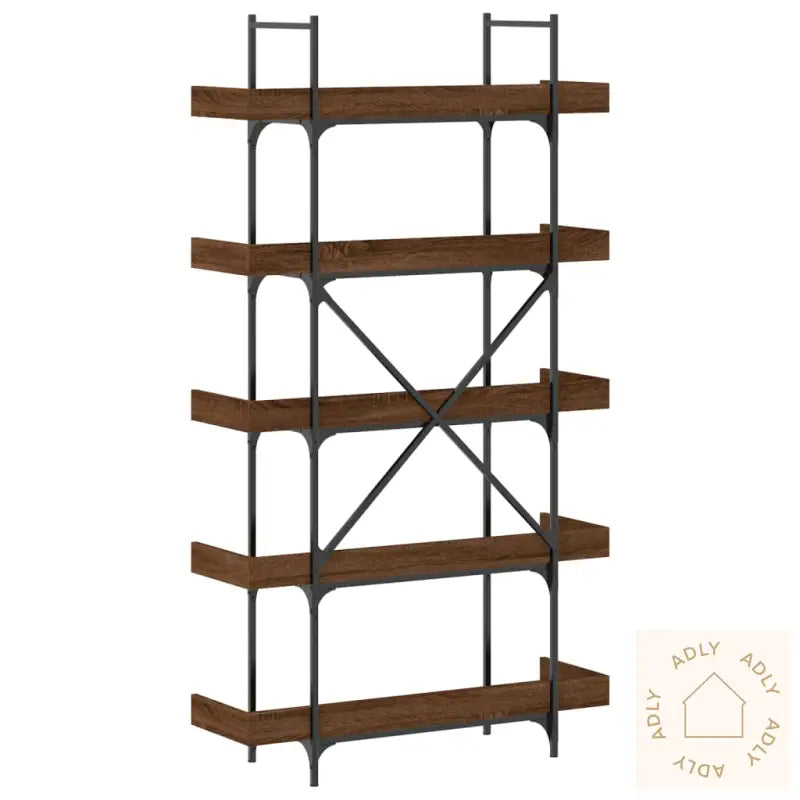 Bokhylle 5 Etasjer Brun Eik 100X33X180,5 Cm Konstruert Tre