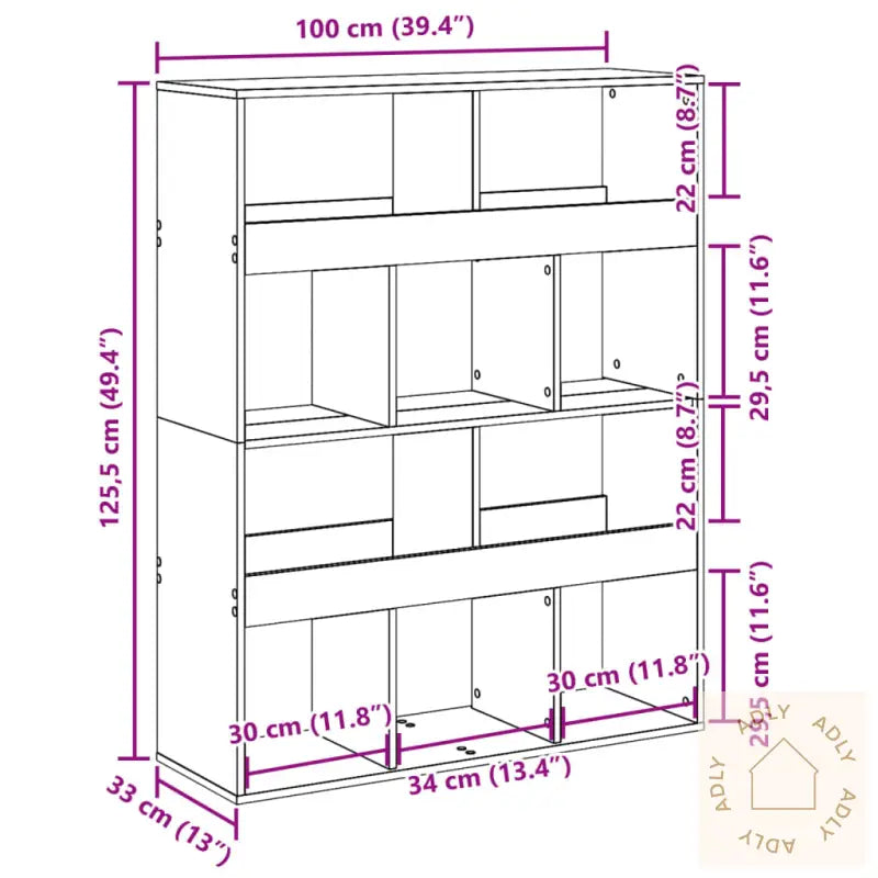 Bokhylle Brun Eik 100X33X125,5 Cm Konstruert Tre