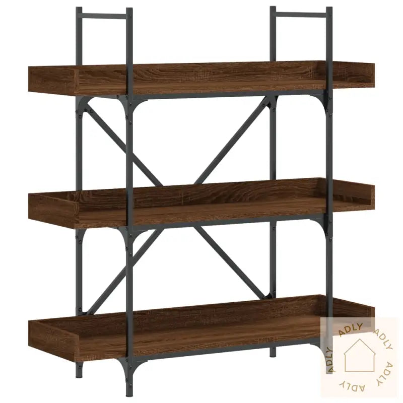 Bokhylle 3 Etasjer Brun Eik 100X33X108,5 Cm Konstruert Tre