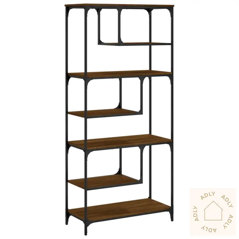 Bokhylle Brun Eik 81X36X176 Cm Konstruert Tre