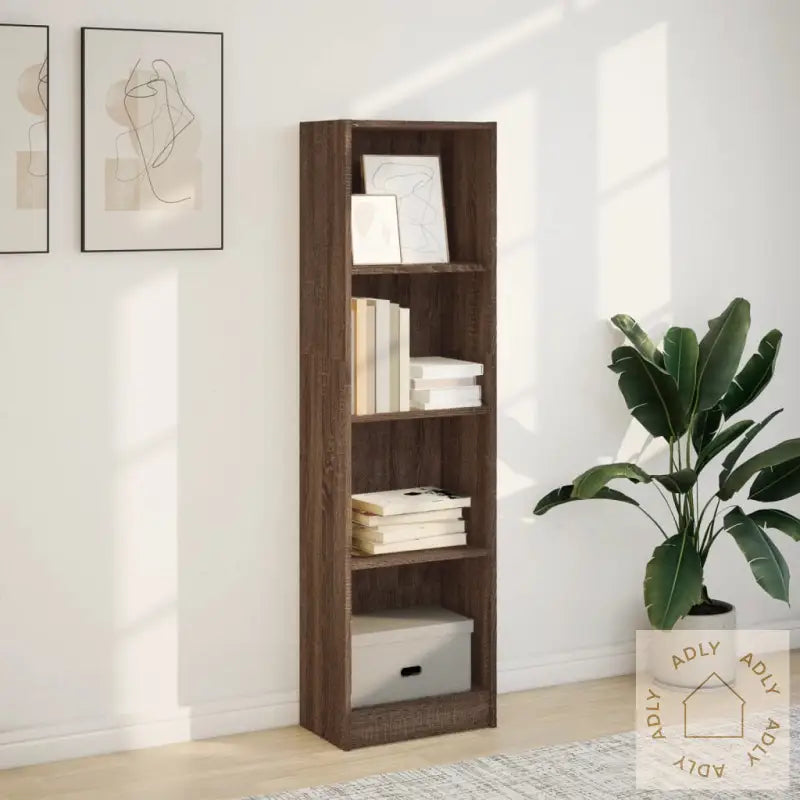 Bokhylle Brun Eik 40X24X143 Cm Konstruert Tre