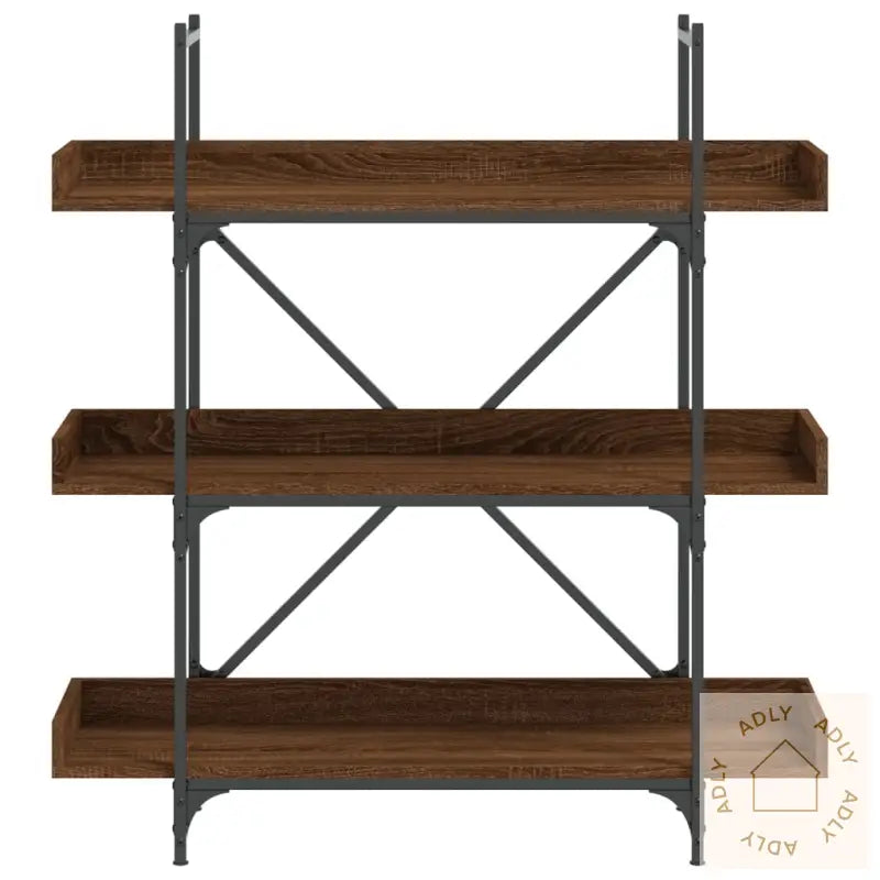 Bokhylle 3 Etasjer Brun Eik 100X33X108,5 Cm Konstruert Tre