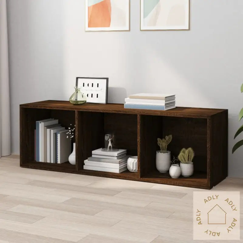 Bokhylle/Tv-Benk Brun Eik 36X30X114 Cm Konstruert Tre