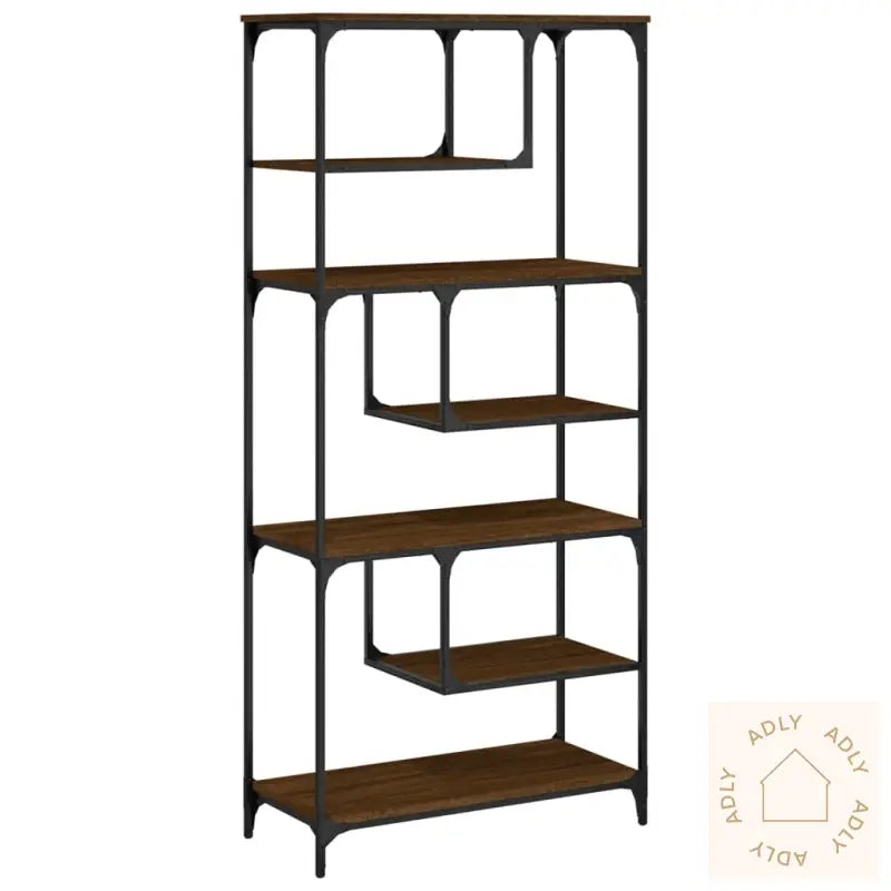 Bokhylle Brun Eik 81X36X176 Cm Konstruert Tre