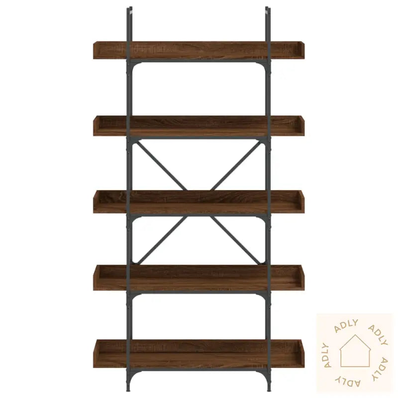 Bokhylle 5 Etasjer Brun Eik 100X33X180,5 Cm Konstruert Tre