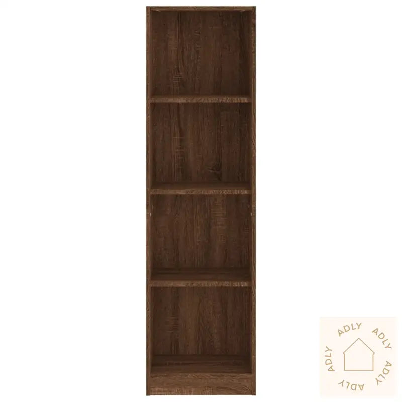 Bokhylle 4 Etasjer Brun Eik 40X24X143 Cm Konstruert Tre