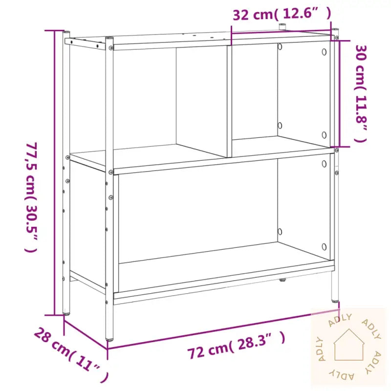 Bokhylle Brun Eik 72X28X77,5 Cm Konstruert Tre