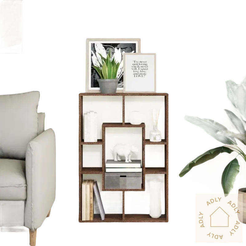 Brun eik moderne displayhylle for smart oppbevaring i Eik moderne stil