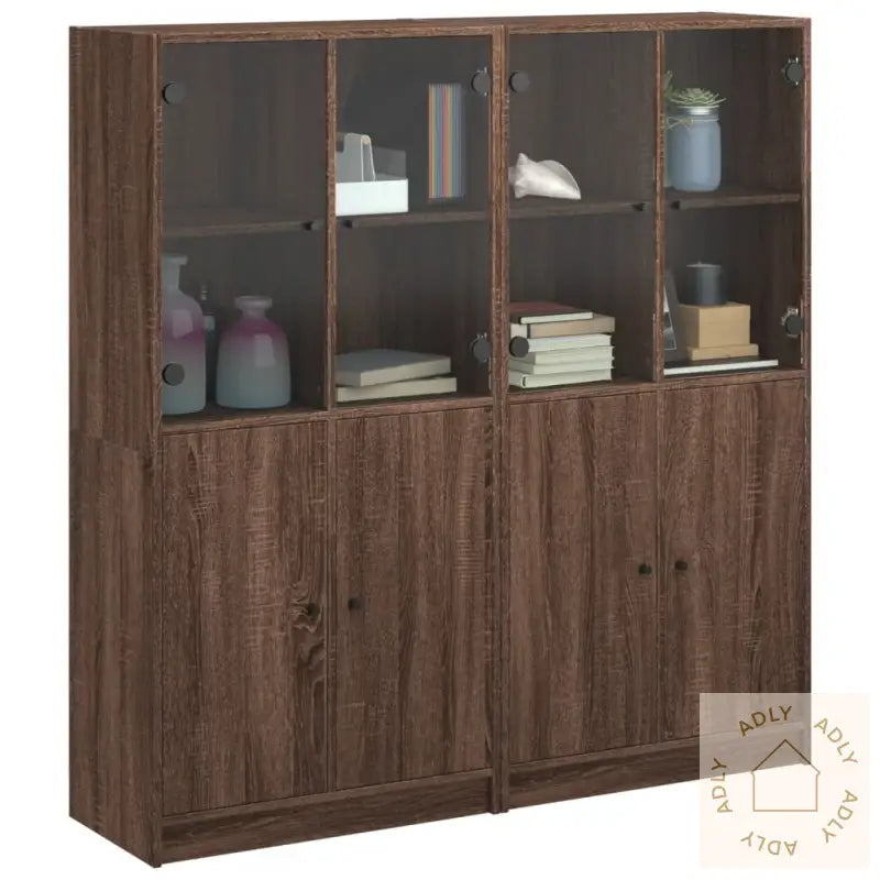 Bokhylle Med Dører Brun Eik 136X37X142 Cm Konstruert Tre