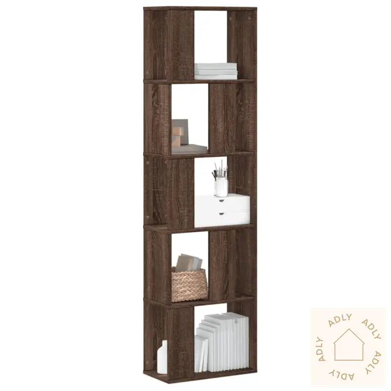 Bokhylle 5 Etasjer Brun Eik 45X23,5X162,5 Cm Konstruert Tre