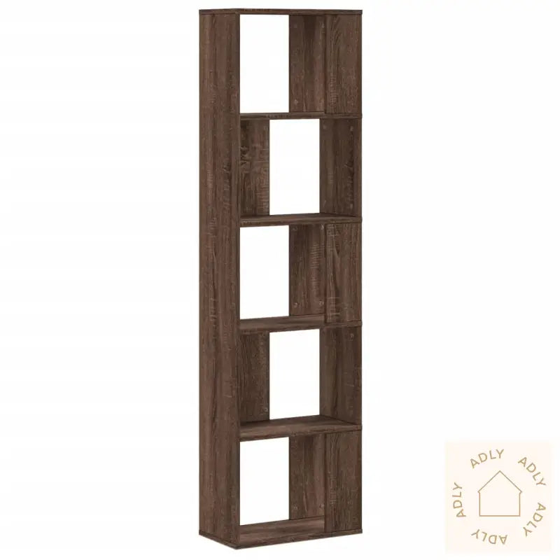 Bokhylle 5 Etasjer Brun Eik 45X23,5X162,5 Cm Konstruert Tre