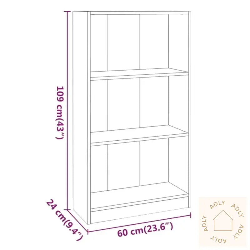 Bokhylle Brun Eik 60X24X109 Cm Konstruert Tre