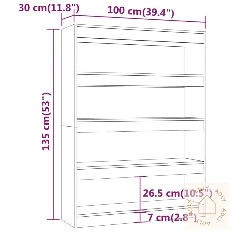 Bokhylle/Romdeler Brun Eik 100X30X135 Cm
