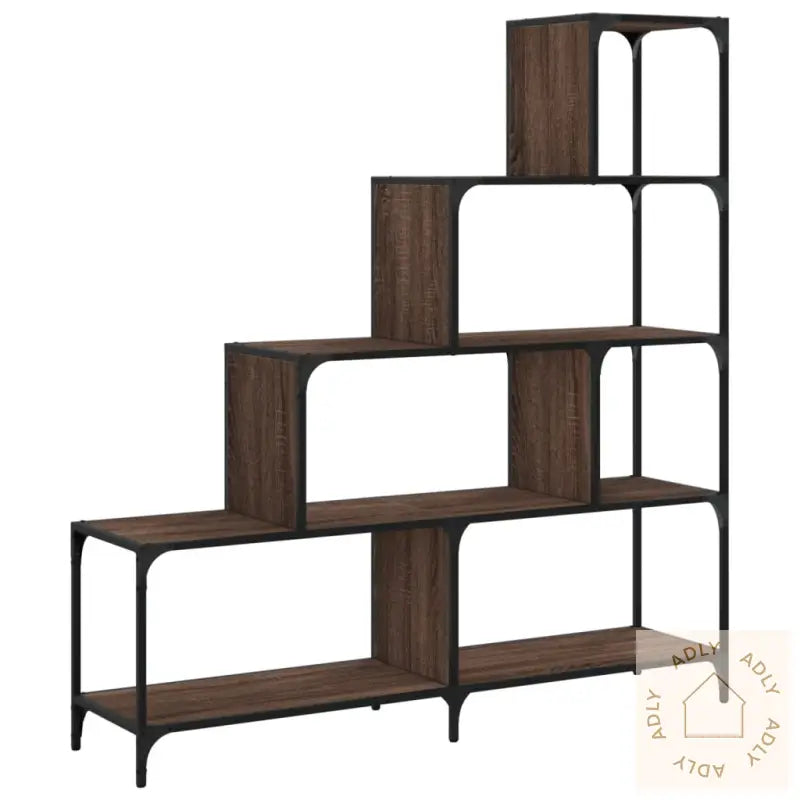 Bokhylle 4 Etasjer Brun Eik 139X33,5X149 Cm Konstruert Tre