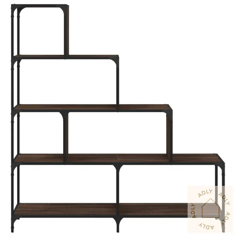 Bokhylle 4 Etasjer Brun Eik 139X33,5X149 Cm Konstruert Tre