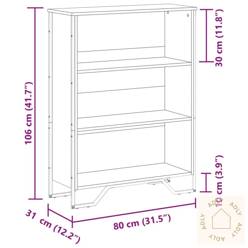 Bokhylle Brun Eik 80X31X106 Cm Konstruert Tre