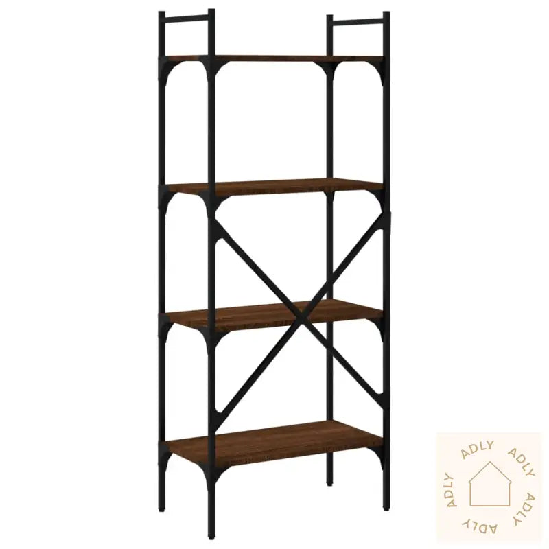 Bokhylle 4 Etasjer Brun Eik 56X31,5X138,5 Cm Konstruert Tre